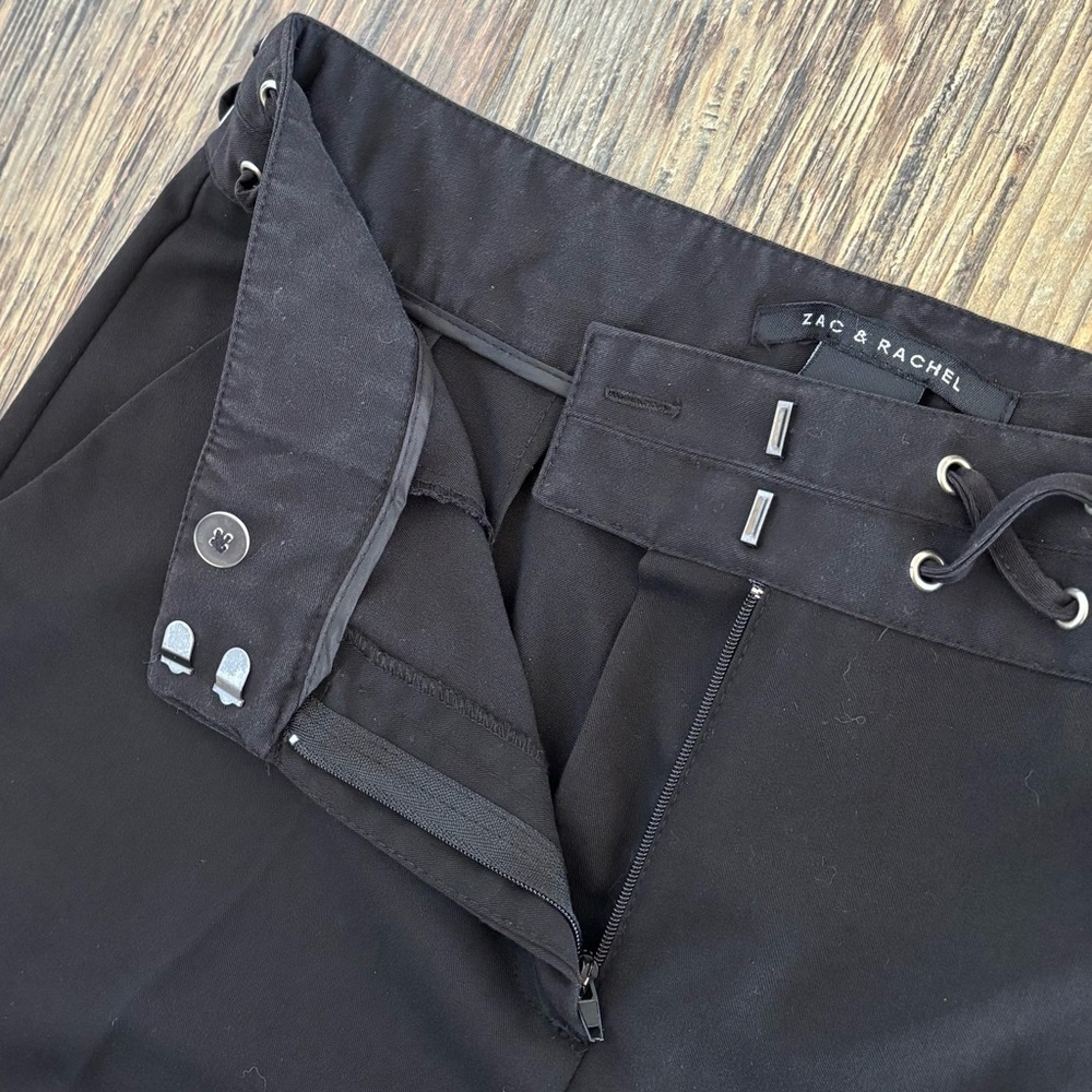 *FLAWS Zac & Rachel Lace-Up Waist Trouser Pants Womens 10 Black Whimsigoth Y2K - Picture 9 of 12